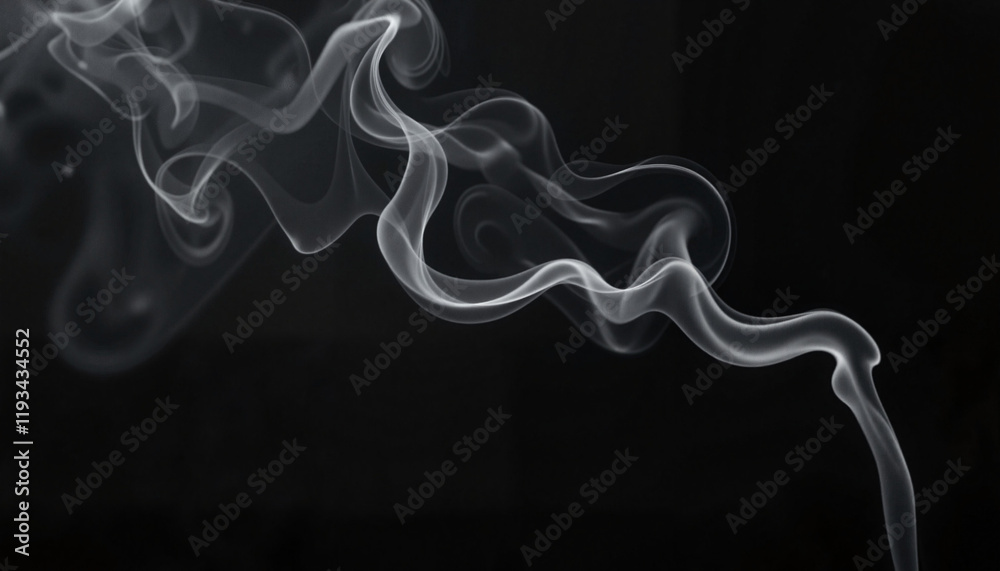 Copy space Wisps of white smoke on dark black background Copy space Wisps of white smoke on dark black background
