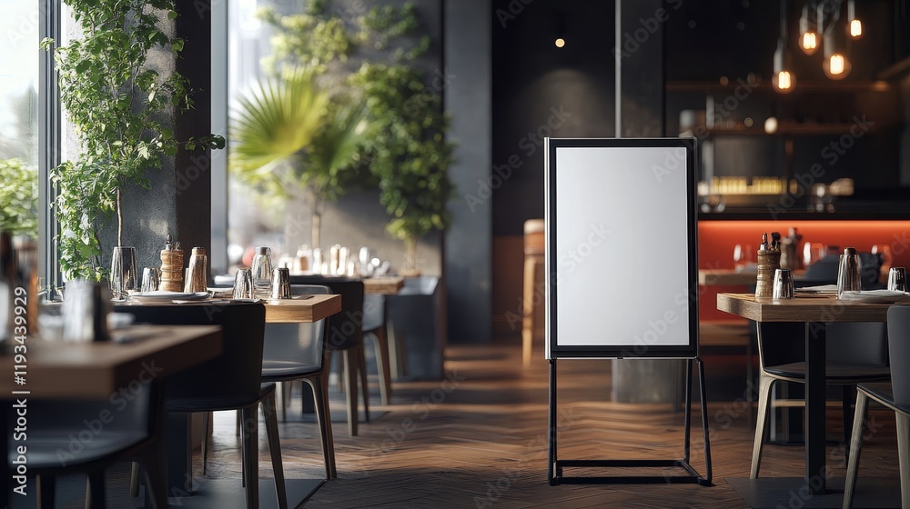 Fototapeta premium Display restaurant info with this stylish floor-standing menu poster holder featuring a snap frame design for easy updates.
