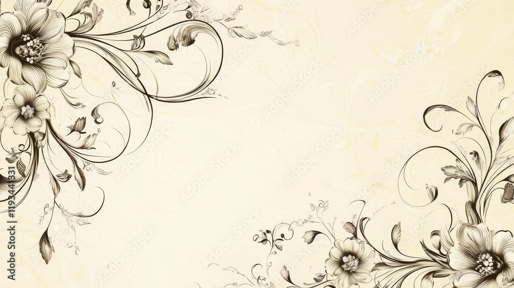 Elegant wedding card design with intricate floral ornamentation, providing ample space for personalized text to convey your special message. Elegant wedding card design with intricate floral ornamentation, providing ample space for personalized text to convey your special message.