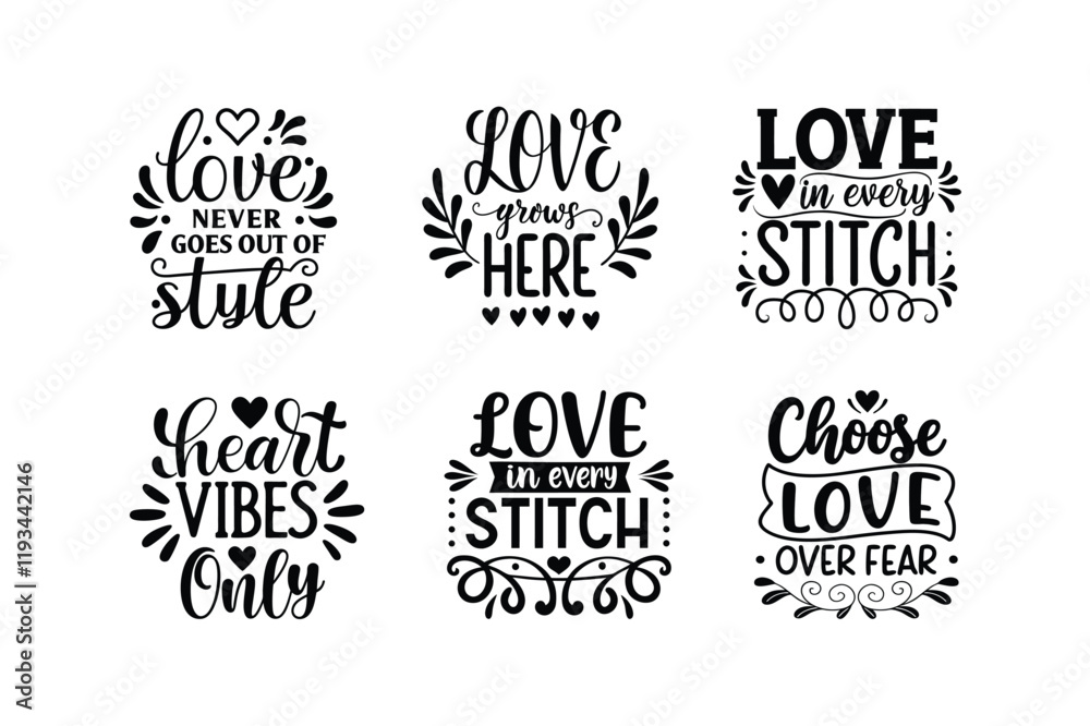 Fototapeta premium Romantic love svg bundle, vector illustration