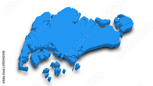 Photography 3d Singapore map country with color. Asian country, sg, Asia