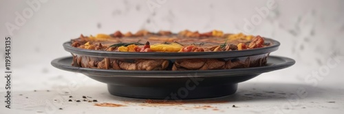 A steaming plate of Batagor on a white background , batagor, Southeast Asian food photo