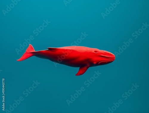 A red whale underwater, surreal photo