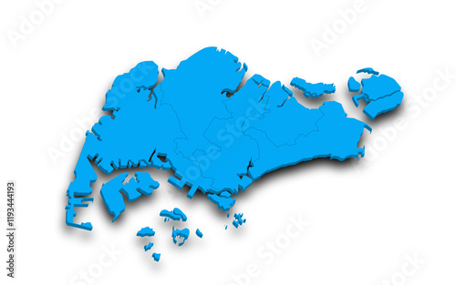 Photography 3d Singapore map country with color. Asian country, sg, Asia