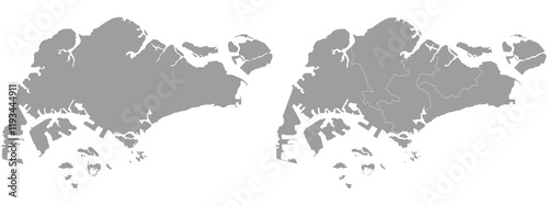 Singapore map sets in grey color