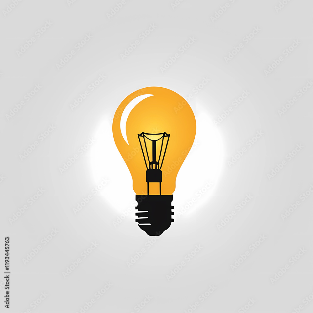 Flat lamp icon in a minimalist style, displayed on a white background, depicting a light source, generative ai Flat lamp icon in a minimalist style, displayed on a white background, depicting a light source, generative ai
