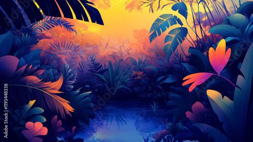 The composition is vibrant and calming, perfect for a nature-inspired desktop wallpaper
