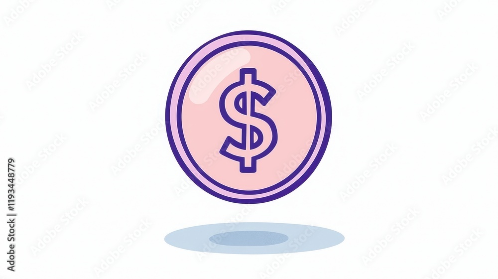 Modern Illustration of a Floating Dollar Coin with Shadow Effects Modern Illustration of a Floating Dollar Coin with Shadow Effects