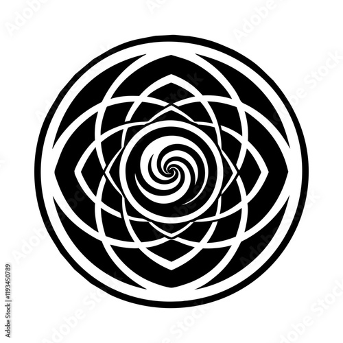 A glyph style icon of cosmic spiral