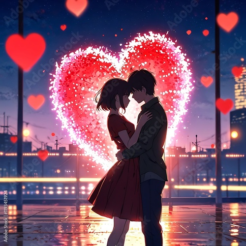 anime style valentine's day photo