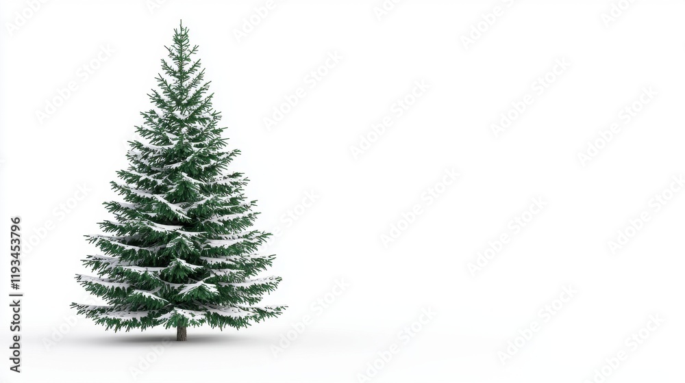 Fototapeta premium Beautiful Snow-Covered Evergreen Tree Isolated on a White Background