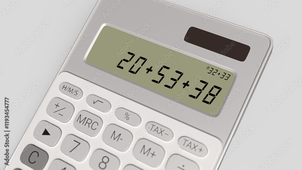 white calculator near the screen with calculations white calculator near the screen with calculations