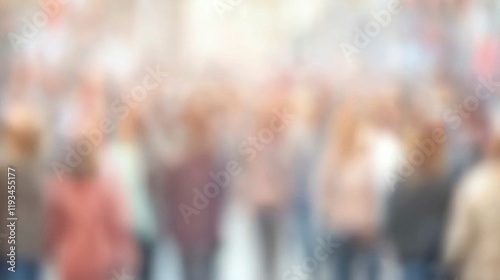 Wallpaper Mural A blurred defocused view of a bustling exhibition hall with attendees exploring booths and displays creating a dynamic backdrop for business trade show concepts Torontodigital.ca