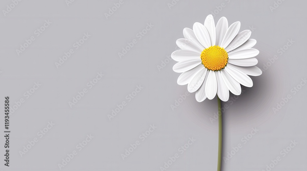 Elegant White Daisy Flower on a Soft Gray Background Elegant White Daisy Flower on a Soft Gray Background