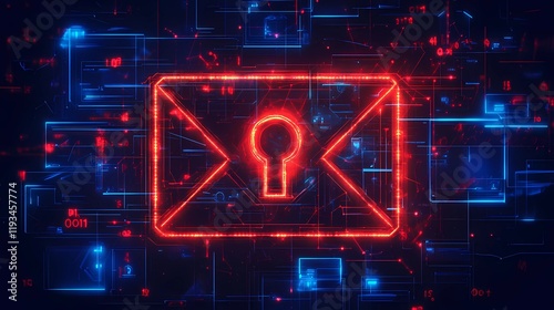 Shield and email icon merged to symbolize secure electronic correspondence, safe data exchange, and privacy protection, book illustration style