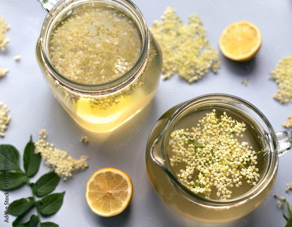 The Dance of Fireflies Around a Jar of Sparkling Elderflower Lemonade The Dance of Fireflies Around a Jar of Sparkling Elderflower Lemonade