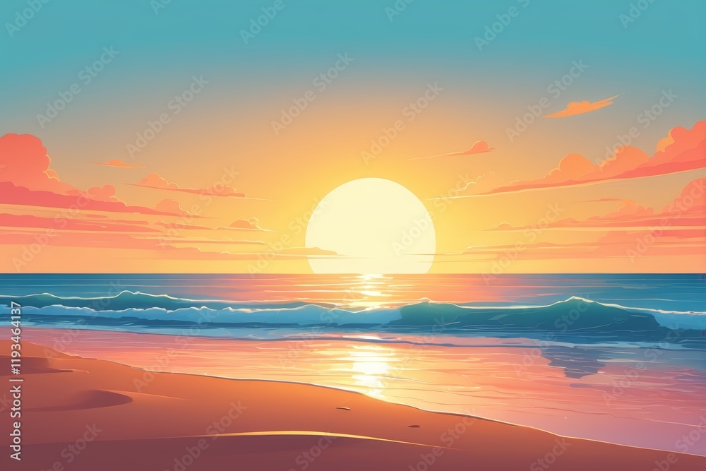 sunset on the beach with waves and a bird flying in the sky sunset on the beach with waves and a bird flying in the sky