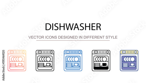 Dishwasher icon design with white background stock illustration