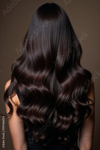 beautiful long hair women back view. Brunette