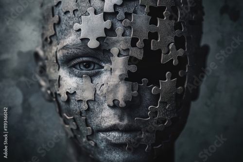 Puzzled Mind, Abstract Concept of Mental Health Struggles and Fragmented Thoughts for Adobe Stock