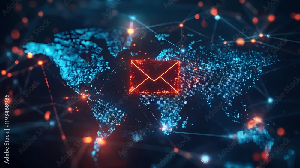 Secure email communication with encrypted data transfer and cybersecurity protection concept, digital lock symbol over email icon, book illustration style Secure email communication with encrypted data transfer and cybersecurity protection concept, digital lock symbol over email icon, book illustration style