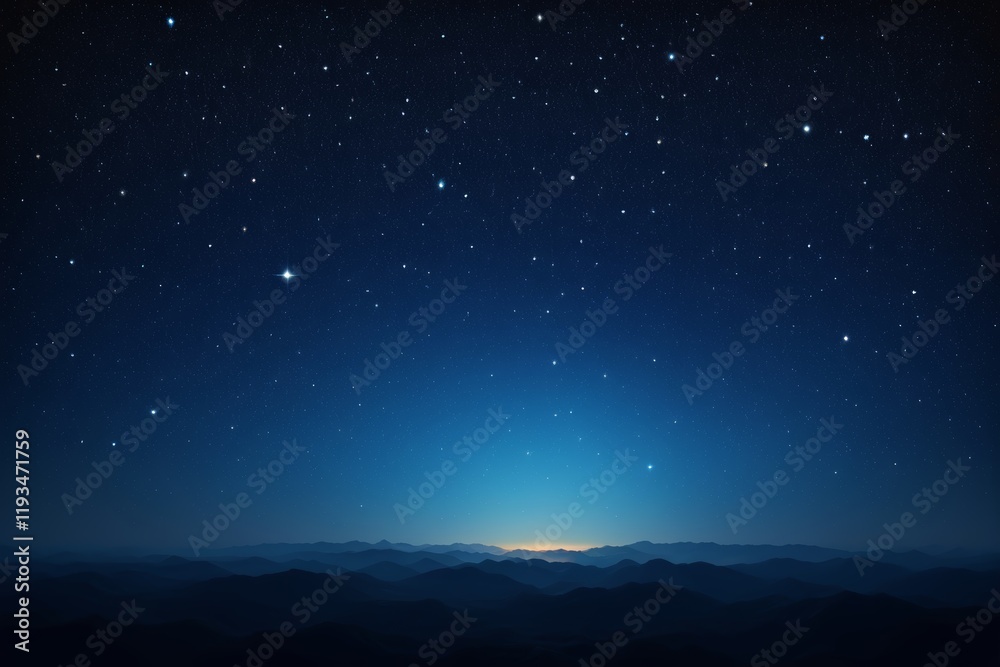 starry night sky with a mountain range and a bright light starry night sky with a mountain range and a bright light
