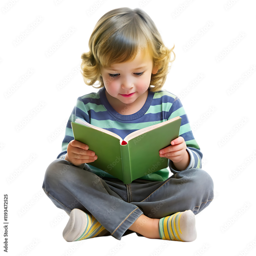 Adorable Child Reading Book Green Cover Cute Toddler kid boy fun girl story happy young Adorable Child Reading Book Green Cover Cute Toddler kid boy fun girl story happy young