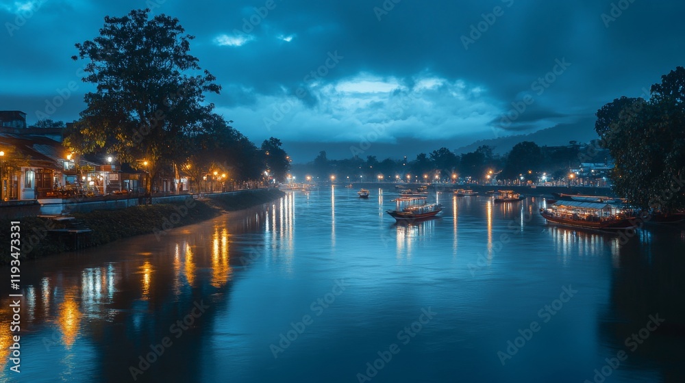Fototapeta premium Before taking an evening stroll along the riverbank, checked the weather forecast for November 6, 2023, in Malang.