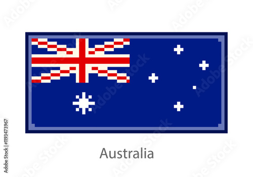 Vector illustration of the Australia in pixel art or mosaic style on white background. Collection of flags of the countries of the world.