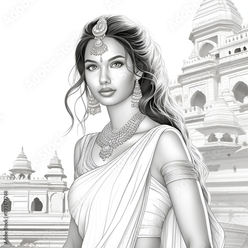 indian girl 3d drawing