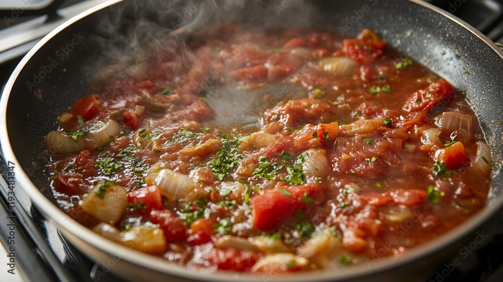 Rich sauce simmering a pan highlighting slow cooking techniques that enhance depth of flavor in meals Rich sauce simmering a pan highlighting slow cooking techniques that enhance depth of flavor in meals