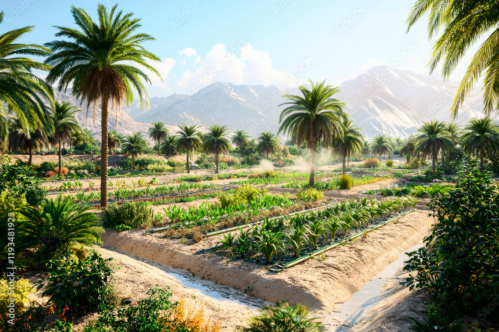 Sustainable Farming in Desert Oasis with Irrigation Sustainable Farming in Desert Oasis with Irrigation