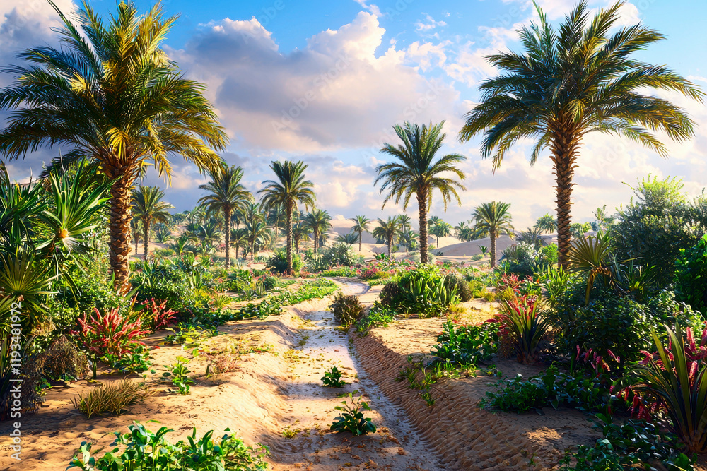 Sustainable Farming in Desert Oasis with Irrigation Sustainable Farming in Desert Oasis with Irrigation