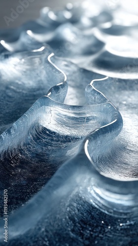 Mesmerizing abstract close up of intricate and delicate icy textures frozen in time creating a stunning minimalist winter landscape