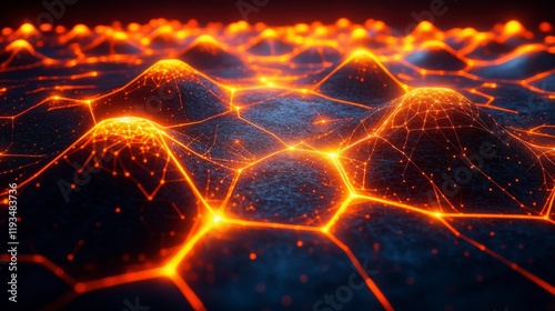 A fictional network of luminous particles linked by intricate lines and connectors creating a dynamic visualization of abstract connections and dependencies