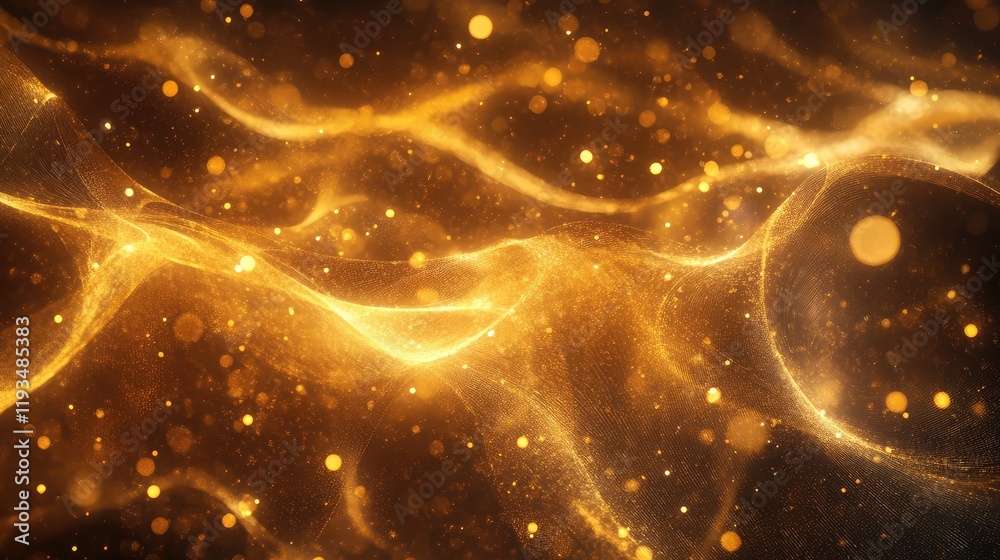 Fototapeta premium Abstract quantum mechanics art featuring entangled nodes emitting light in a dynamic, interconnected network
