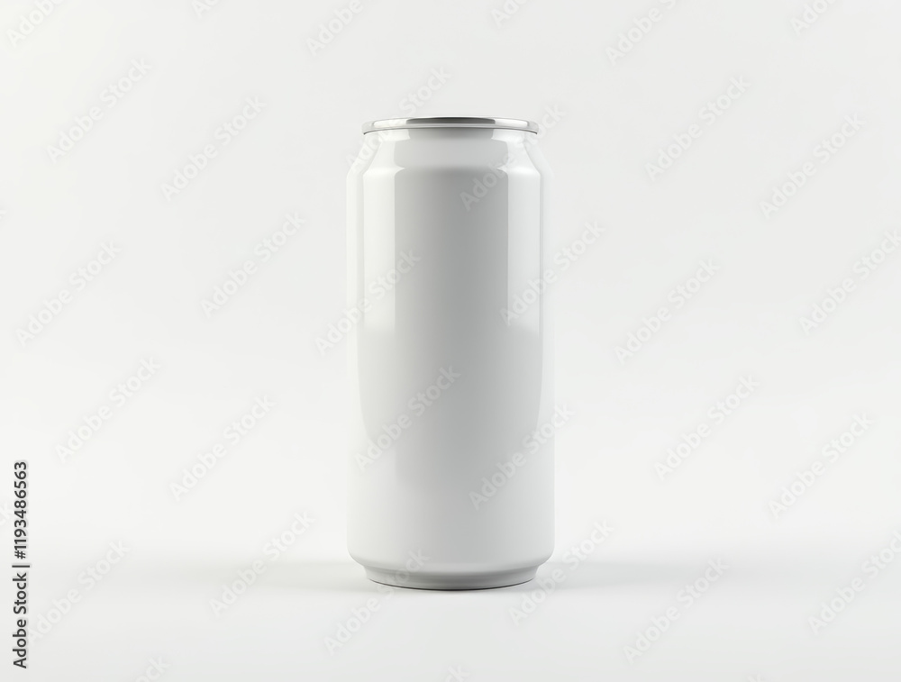 Blank aluminum can on white background for beverage packaging design Blank aluminum can on white background for beverage packaging design