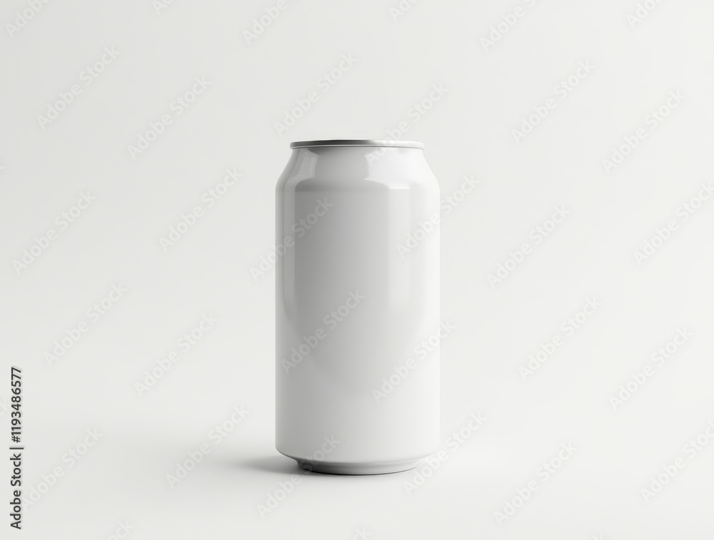 Blank aluminum can on white background for beverage packaging design Blank aluminum can on white background for beverage packaging design