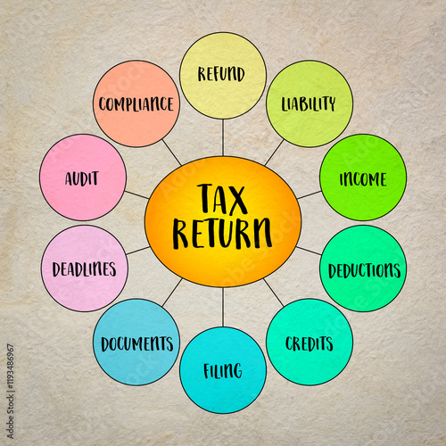 tax return infographics, formal statement filed with the government, an individual’s or entity's income, expenses, and other relevant financial information for specific tax year