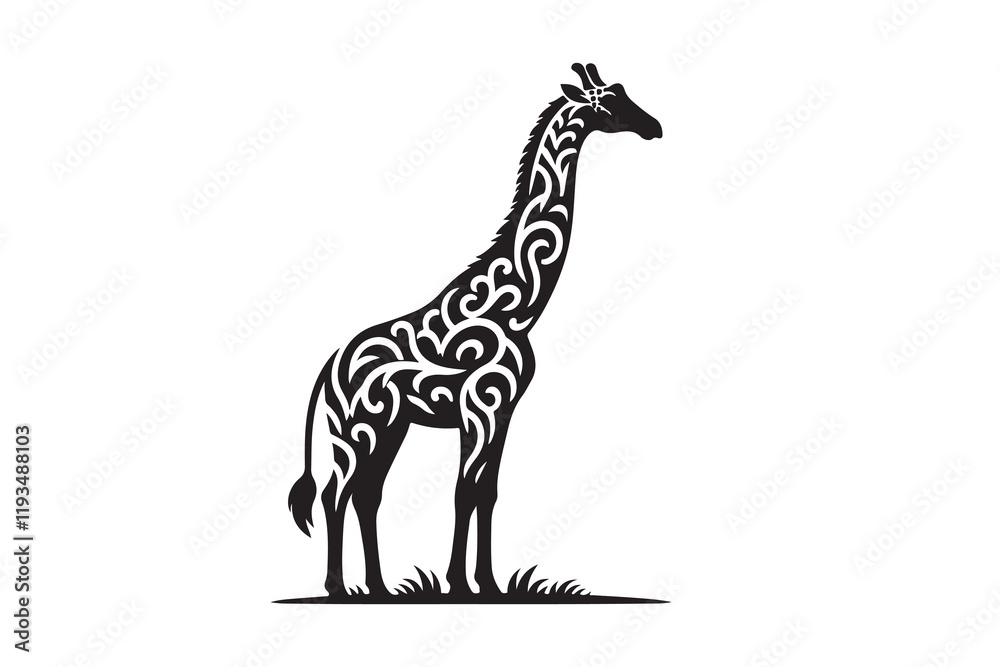 Obraz premium giraffe silhouette vector illustration icon isolated on a white background
