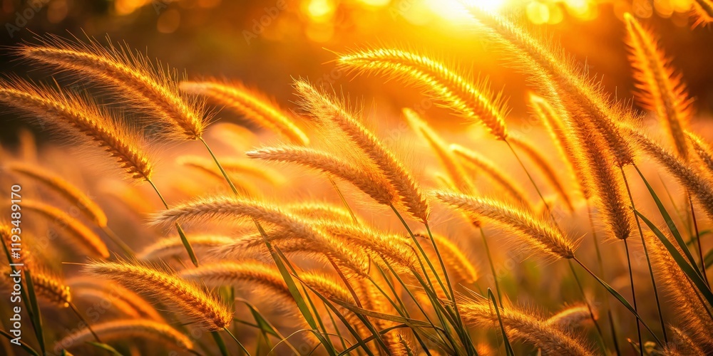 Golden Hour Foxtail Grass Field: Long Exposure Sunrise Photography