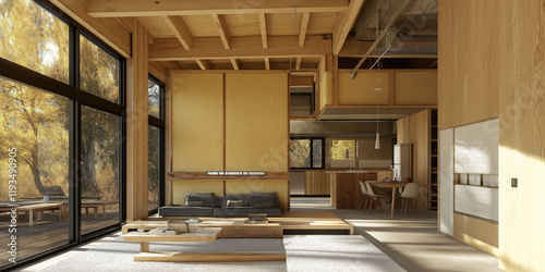 Passive house design innovation and sustainability technology efficiency materials. A detailed 3D rendering showcasing a passive house wall section in architectural design.