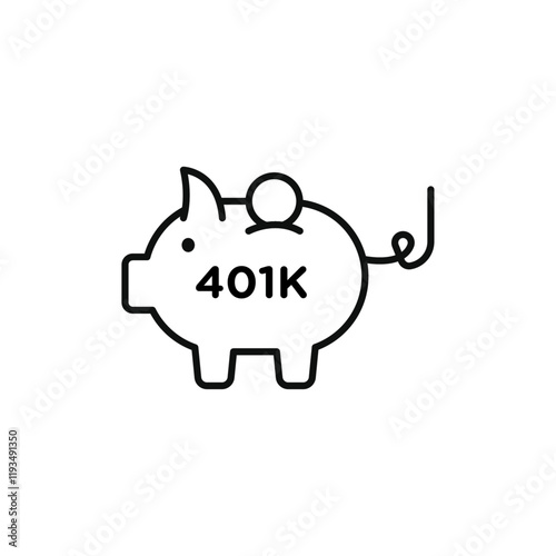 401k retirement savings icon line art vector