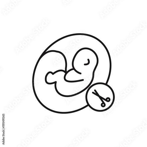 Abortion of fetus icon line art vector