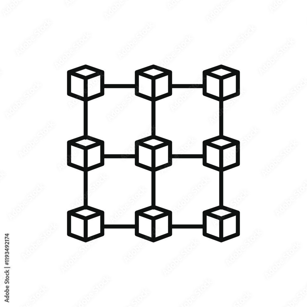 Obraz premium Blockchain technology icon line art vector