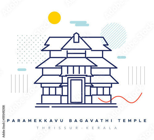 Paramekkavu Bagavathi Temple - Thrissur - Stock Illustration