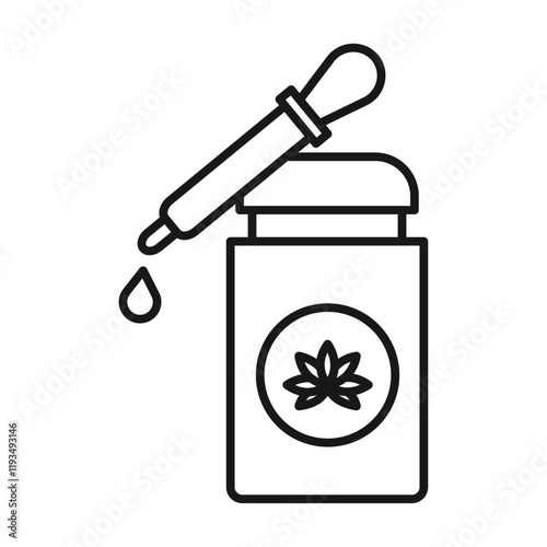 CBD oil drop icon line art vector