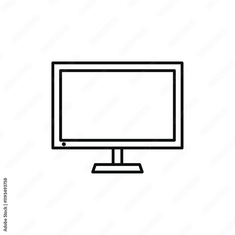 Computer monitor icon line art vector Computer monitor icon line art vector
