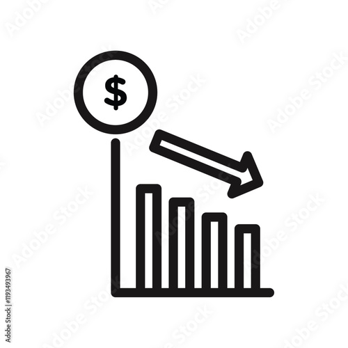 Cost reduction icon line art vector