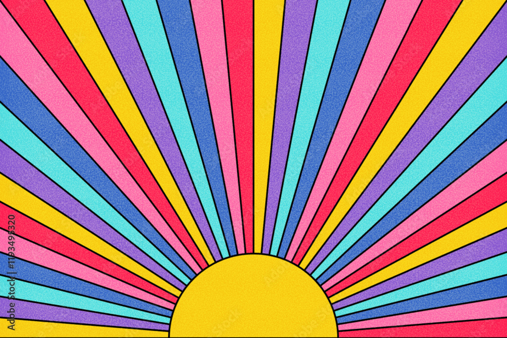 Colorful noise groovy sun retro background